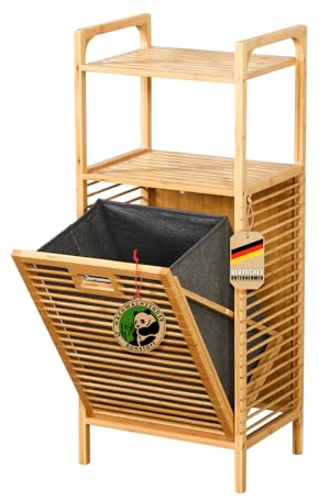 Floordirekt Wäschekorb aus Bambus, Wäschesammler mit 2 Fächern, Wäschekorb für Schmutzwäsche, Wäschesortierer Holz mit große Wäschebox (Arizona)
