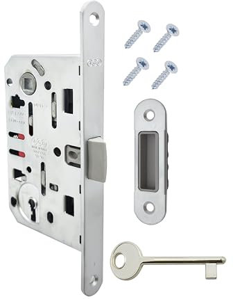 Serratura AGB Mediana Evolution con solo Scrocco Centrale per Porta Interna. (Cromato Opaco)