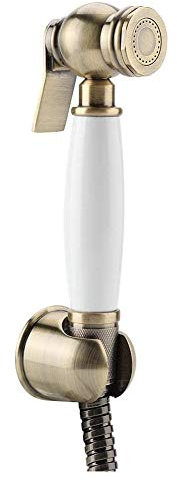 Antique Brass Bidet Sprayer Set Wall Mounted Hand Held Cloth Diaper Washer Kit Cold Water Handheld Bidet Spray for Toilet Pet Bath Bathroom Includes Shower Hose