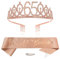 Or rose 65e anniversaire couronne et écharpe filles 65e anniversaire décoration strass anniversaire diadème princesse couronne reine tiare d'anniversaire filles 65 ans décoration fête vêtements