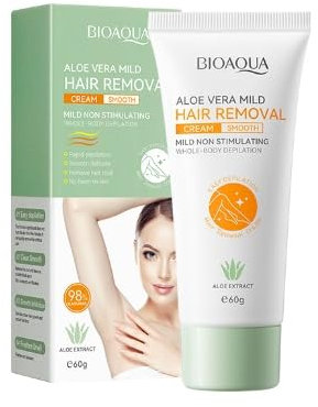 Aloe Vera Hair Removal Cream – Hair Removal Cream for Women - Gentle Depilatory Cream for Face & Body – Smoothing Hair Removal – Gentle on All Skin Types – 60g