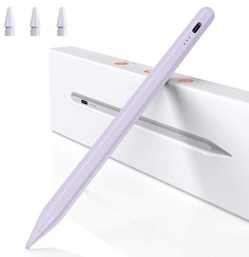 BAZO Stift für iPad 2018-2026, 2X Schnellladeleistung, Palm Rejection | Apple Pencil mit magnetischer Haftung, Neigungssensitivität für iPad 6–11/A16, Mini 5–7, 11'' 12,9 13'' Pro/Air M1-M5, Lila