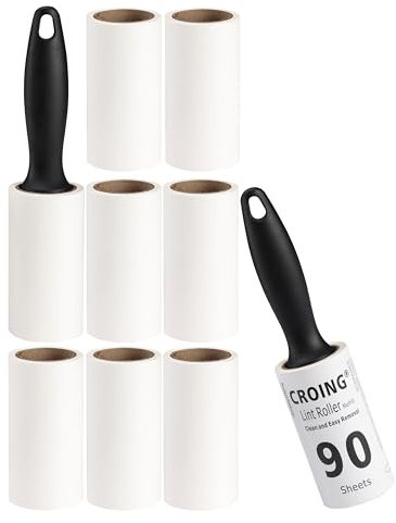 CROING Pet Lint Rollers - 810 Sheets of Lint Roller Refills & 2 Handles - 90 Sheets per Sticky Clothes Roller - Sticky Lint Rollers for Pet Hair