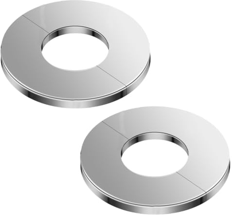JYNXOR Rosace de Finition en Acier Inoxydable Brossé - Cache-Entrée de Robinet et Douche - Diamètre Intérieur 51 mm - Lot de 2 Pièces