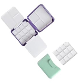 Allayu Färgpall för barn, gouacheblandningsbricka, organiserad förvaring, designad för konstentusiaster och kreativa projekt, färgpalettbricka för akrylmålning, professionell, Violett, 7.3x7x2.5 cm