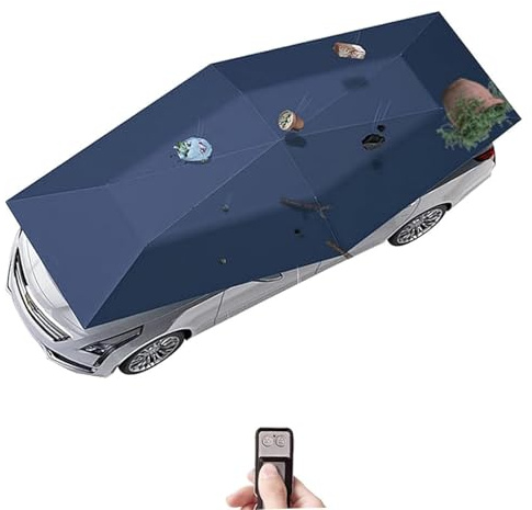 Tenda per Auto Completamente Automatica con Telecomando Copriauto Automatico Portatile Pensiline Solari Automatiche Posto Auto Coperto Rimovibile universale per auto camion SUV pick-up (blu, 5.2m)