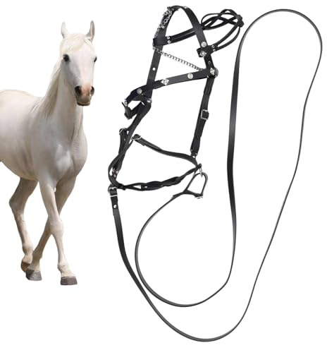 Generisch Cabestro para caballos: cómodo y ergonómico de piel sintética, cuerda de guía estable, soporte seguro y duradero | Entrenamiento competitivo de senderismo cuidado diario para jinetes