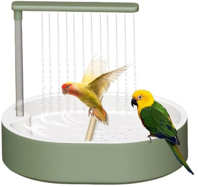 Qooplu Vogelkäfig-Bad | 26-Loch Automatische Fließende Vogelbadschale,Automatischer Wasserfluss Dusche für Sperlings,für, Nymphensittiche, Sittiche, Wellensittiche, Unzertrennliche und