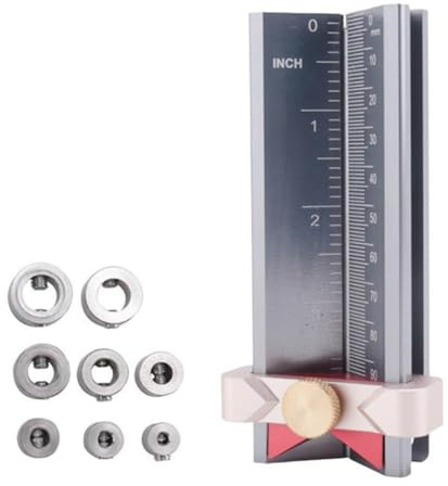 Helilyco 3-in-1 Calibro di misura regolabile in alluminio punta trapano angolo, profondità e tavolo sega lama controllo altezza per doppio metrico/per bilancia con magnete montato sulla parte