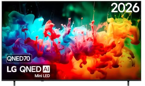 LG 85QNED70B6A - Smart TV QNED MiniLED AI 85 4K Sin Reflejos 94%, 2026 | QNED MiniLED, Smart TV, WebOS 25, Procesador Alpha 5 Gen7 AI, 120Hz, Super Upscaling, HDR10 y Dolby Digital Plus, Negro