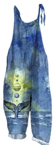 Daikascbny Salopette Donna Con Fiori Stile Con Tasche Laterale Tuta Vintage Taglie Forti Gamba Dritta Salopette Casual Senza Maniche Estiva Overall Con Spalline Regolabili In Lino Jumpsuit