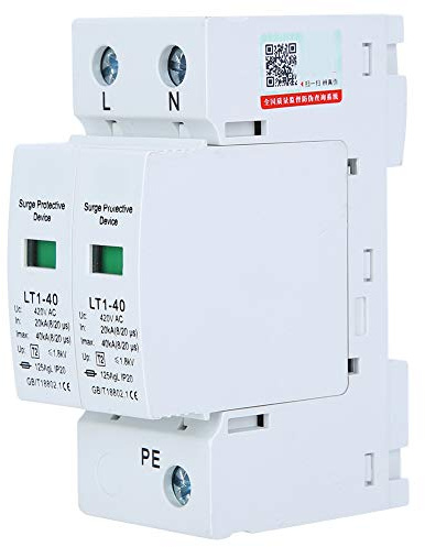 Dispositivo Protezione Contro Sovratensioni 2P 40ka, Modulo Bianco LT140, Anti Fulmine Modulare - Alta Sicurezza, Componenti di Precisione, Installazione su Binario per Impianti