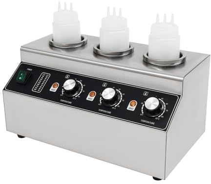 GGbaony Lot de 3 chauffe-sauce électriques 300 W - Avec réglage individuel de la température de 30 à 85 °C - Pour chocolat, sauce au fromage et ketchup - Chauffe-plats professionnels