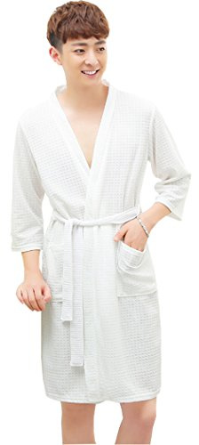 OKSakady Män och Kvinnor Bomull Våffla Kimono Badrock Spa Robe