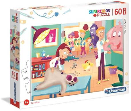 Clementoni 26446 Maxi Der Tierarzt – Puzzle 60 Teile ab 4 Jahren, farbenfrohes Kinderpuzzle mit extra großen Puzzleteilen, Geschicklichkeitsspiel für Kinder