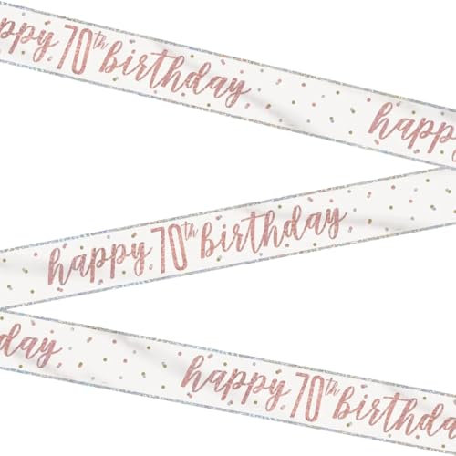 Stunning Rose Gold Happy 70th Birthday Glitz Foil Banner (274cm) - Dazzling Party Decor for a Memorable Milestone - 1 Pc