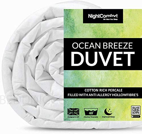 Night Comfort Couette d'été fraîche en Polycoton 1 et 3 tog, pour lit Simple, Double, King Size et Super King Size (Simple)