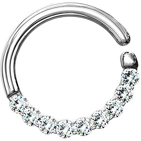 Taffstyle Piercing Continuous Biegbarer Ring mit Kristallen für Ohr Nase Lippe Intim
