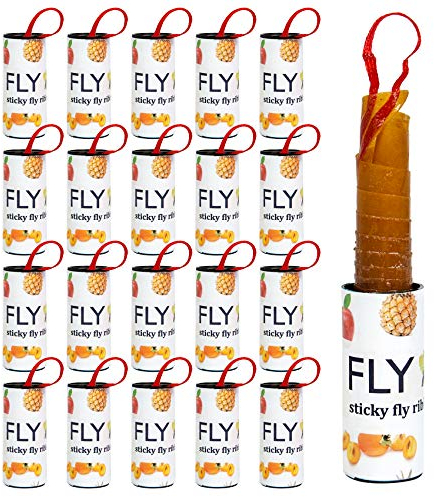 Hywean Hywean 20er-Pack Fliegenfallen aus Papier, selbstklebende Fruchtfliegenrollen mit starkem Kleber, Fliegenfängerband, umweltfreundlich für den Innen- und Außenbereich