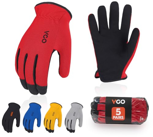 Vgo... 5 Paare Multifunktionale Arbeitshandschuh,Sicherheitshandschuhe,Bauarbeitshandschuhe, Gartenhandschuhe,leichte Handschuhe（AL8736）