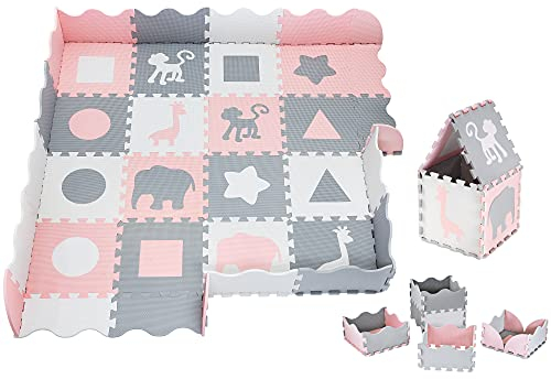 Moby-System Baby Spielmatte, Puzzlematte 150 x 150 cm - Schadstofffreie Krabbeldecke für Baby, Geruchlos & Wasserdicht - Krabbelmatte für Jungen & Mädchen