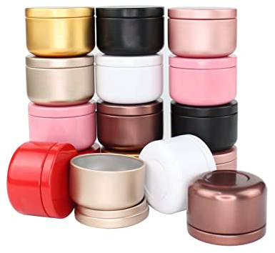 16er Pack 50ml Leere Metallkerzendosen Rundes Aluminium mit Schraubdeckel Aufbewahrungsbehälter für DIY Kerzenherstellung Kunsthandwerk Geschenkbox （8 Farben）