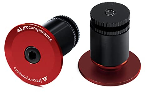JRC Components Aluminum Handlebar Bike Bar End Plugs for Bicycles | Pack of 2 Handlebar Plugs - Bike Bar End Grips | Mountain Bike Bar End Caps for Road Bikes - Premium Bike Handlebar Caps [Red]