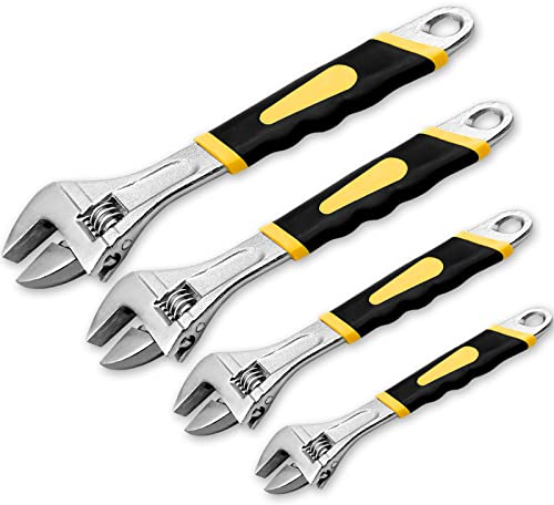WAIZHIUA 4 Pcs Chiavi Regolabili 150/205/252/312mm, Chiave Graduata con Impugnatura Morbida in Acciaio Al Carbonio (Larghezza Massima Delle Ganasce 22/27/35/38 mm)