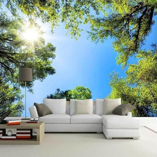 colle pour papier peint intissé 315x232cm Feuilles ciel Papier peint intissé Trompe l oeil | Déco Mural Tableaux Muraux Photo Paysage Panoramique Intissé Murales Moderne Decoration Murale