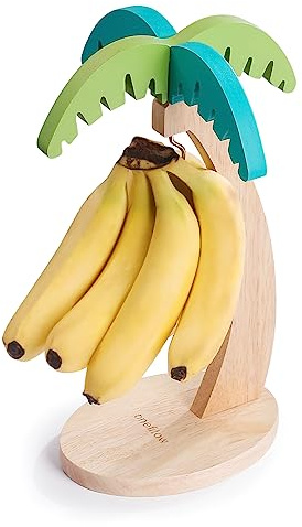 onefitow Bananenhalter, Bananenbaum-Form, Aufhänger, Dekoration für Küchentheke und Esstische, langlebige Bambusholzmaterialien, modern und grün