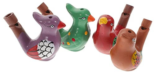 4 Piezas Pájaro Silbato De Agua Divertido Silbato De Agua Silbato De Cerámica Soplador De Fiesta Matracas Aves De Cerámica Silbatos Bath Toys Cerámico Bebé Plato Combinado Animal