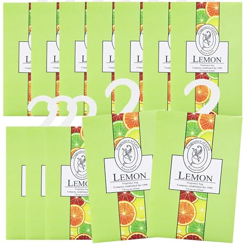 12pcs Profumatori Armadio e Cassetti, Profuma Armadio Vestiti, Profumatore Auto, Profumo Aromi Sacchetti Lavanda Profumati per Armadio Cassetti Armadietti, Scarpiera Deodorante Armadio (12limone)
