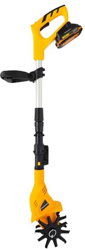Thermische Gartenfräse, kabelloser Grubber mit Lithium 20 V, 2000 mAh, Arbeitstiefe 17 cm, Arbeitsbreite 10 cm, zum Pflügen, Umdrehen des Bodens, Öffnen von Rillen, Jäten