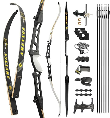 surwolf Tir à l'arc Arc Classique 66/68/70 Arc Classique de compétition pour débutants 14-40LBS Kit d'arc et de flèche de tir à l'arc Arc Long