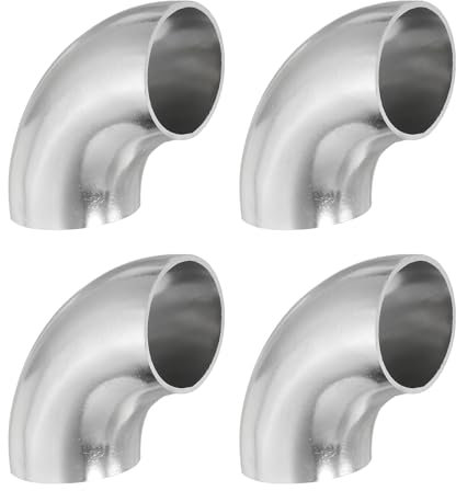 PATIKIL 1-1/4 OD 201 Acciaio Inossidabile Butt, 4pz Gomito a 90 Gradi Raccordo per Tubo Curva Saldatura Saldatura Connessione per Ringhiera Scale
