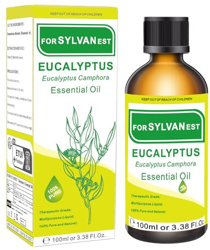 FORSYLVANEST Olio Essenziale di Eucalipto 100ML Naturale Olio Non Diluido per Aromaterapia, Massaggio, SPA, Cura della Pelle, Capelli e Unghie, Bagni, Fai da Te