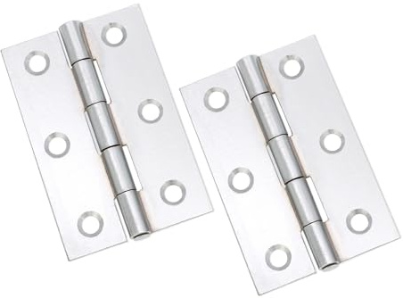 Infinity Decor Pair of 3Inch (75mm) Steel Butt Hinges Set – Polished Chrome Cupboard Cabinet Wooden Door Hinges for Internal & External Use