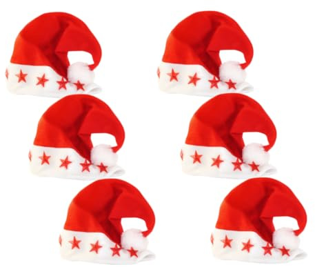 NICO Europe LED-Weihnachtsmütze 6er Set, flauschig, Rot-Weiß | Blinkende LEDs, Nikolausmütze, Weihnachtsfeier, Firmenfest, Weihnachtsmarkt, One Size