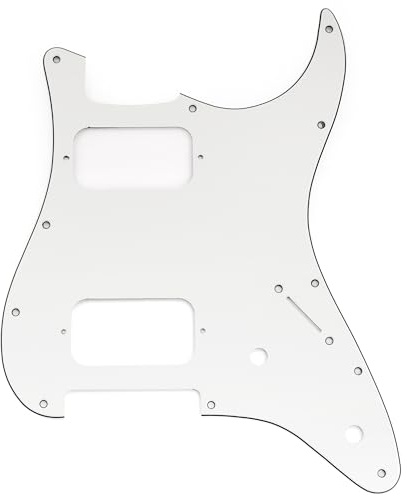 Musiclily Pro 11 Löcher HH ST Schlagbrett Runde Ecke 3-lagig Weiß | 2 Unbedeckter Humbucker 2 Potis Aussparungen, für Fender Squier Strat Style E-Gitarre