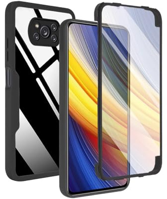 BORYA Funda para Xiaomi Poco X3 Pro/Poco X3 NFC, Antigolpes Transparente Ultradelgado Silicona Carcasa, Suave TPU + PC Estuche, Antiarañazos Caso (Protector Pantalla Incorporado), Negro