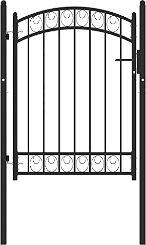 ShGaxin Zauntor mit Gewölbter Spitze, Gartentor, Gartenpforte, Gartenzaun, Gartentüren, Zauberertür, Stahl 100x125 cm Schwarz