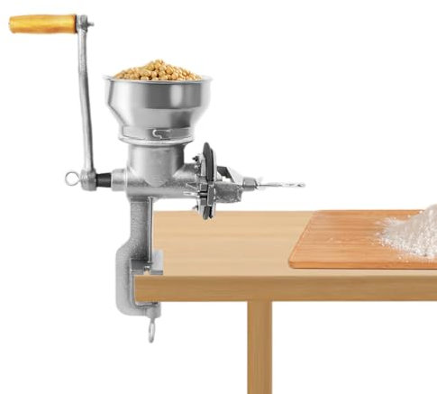 Macinino manuale per cereali, macinino per malto, macinino per cereali fissabile, 500 g, macinino per chicchi di caffè/mais/noci/grano, macinino manuale, grado di macinatura regolabile