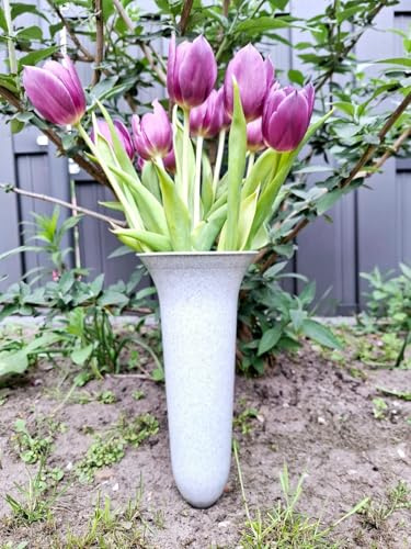 Bodenvase Grabvase Steckvase für Friedhof hellgrau frostsicher Outdoor Vase
