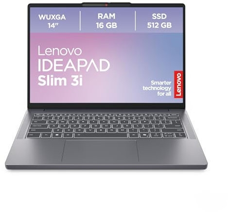 Lenovo IdeaPad Slim 3i Laptop | 14 WUXGA Display | Intel Core i5 13420H | 16GB RAM | 512GB SSD | Intel UHD Grafik |Windows 11 | QWERTZ | Luna Grau | 3 Monate Premium Care