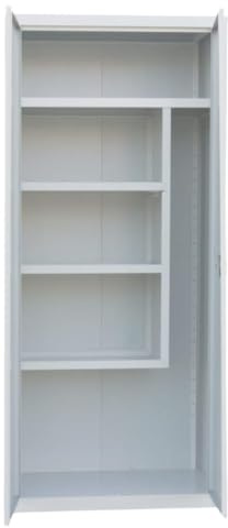 Armadio Portascope in Metallo a Due Ante - Dimensioni L100 x P40 x H180 cm - Colore Prev. Bianco-Grigio – Fornito di Kit di Montaggio e QR code per Video Istruzioni – Dotato di serratura e chiave