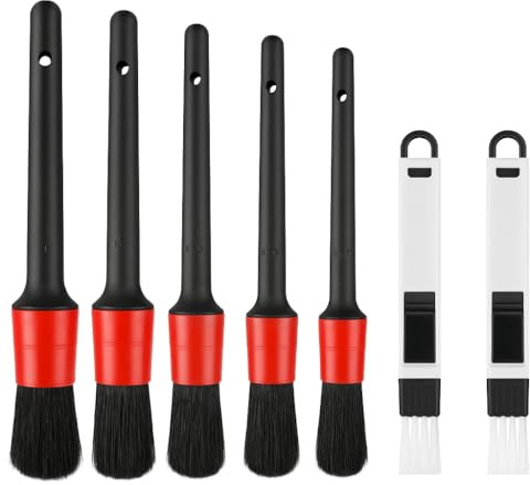 SD COLORS Auto Detailing Bürsten Set – 5 Premium Innenreinigungsbürsten + 2 Bonus Schlitzbürsten – Für Auto, Lüftungsschlitze, Räder, Tastatur, Haus & Elektronik