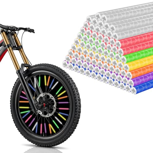 Lot de 84 réflecteurs à rayons colorés pour vélo Réflecteurs de vélo Réflecteurs de rayons de visibilité à 360° Réflecteurs à rayons réutilisables pour roues à rayons ordinaires
