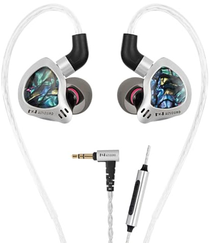 HZSOUND Ginkgo In Ear Monitors, 10mm DD and 9 mm PZT Dual Driver IEM Earphones with Mic, Wired Earphones with OFC Silver Plated Cable, Hi-Fi Sound and Noise Isolation for Musicians, Audiophiles