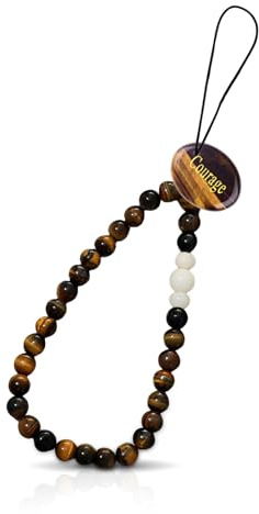 Jicyor Chaîne de téléphone portable courte œil de tigre en pierre naturelle bodhi blanche avec pendentif œil de tigre pour téléphone portable bijoux bracelet chaîne de téléphone portable perles