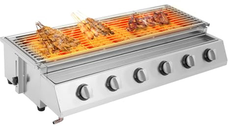 Plancha de gas comercial para encimera, parrilla de 6 quemadores, parrilla de gas portátil para exteriores con encendido electrónico, parrilla de gasolina para camping y barbacoa